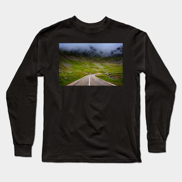 Winding road in mountains Long Sleeve T-Shirt by naturalis